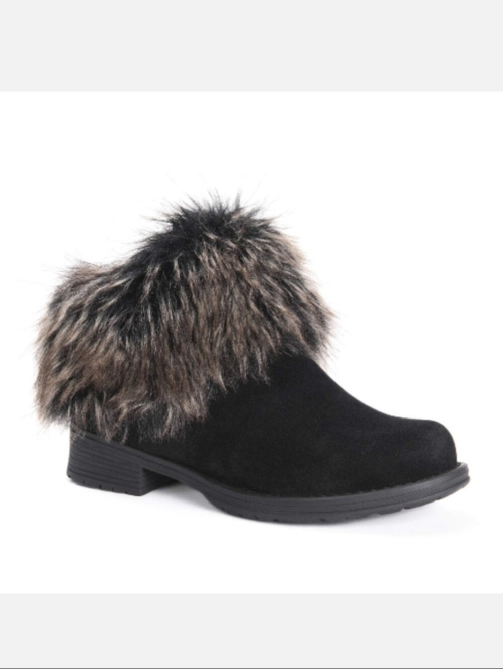 NEW! Muk Luks Faux Fur Natalie Booties Soft Black Suede Winter Ankle Boots 6